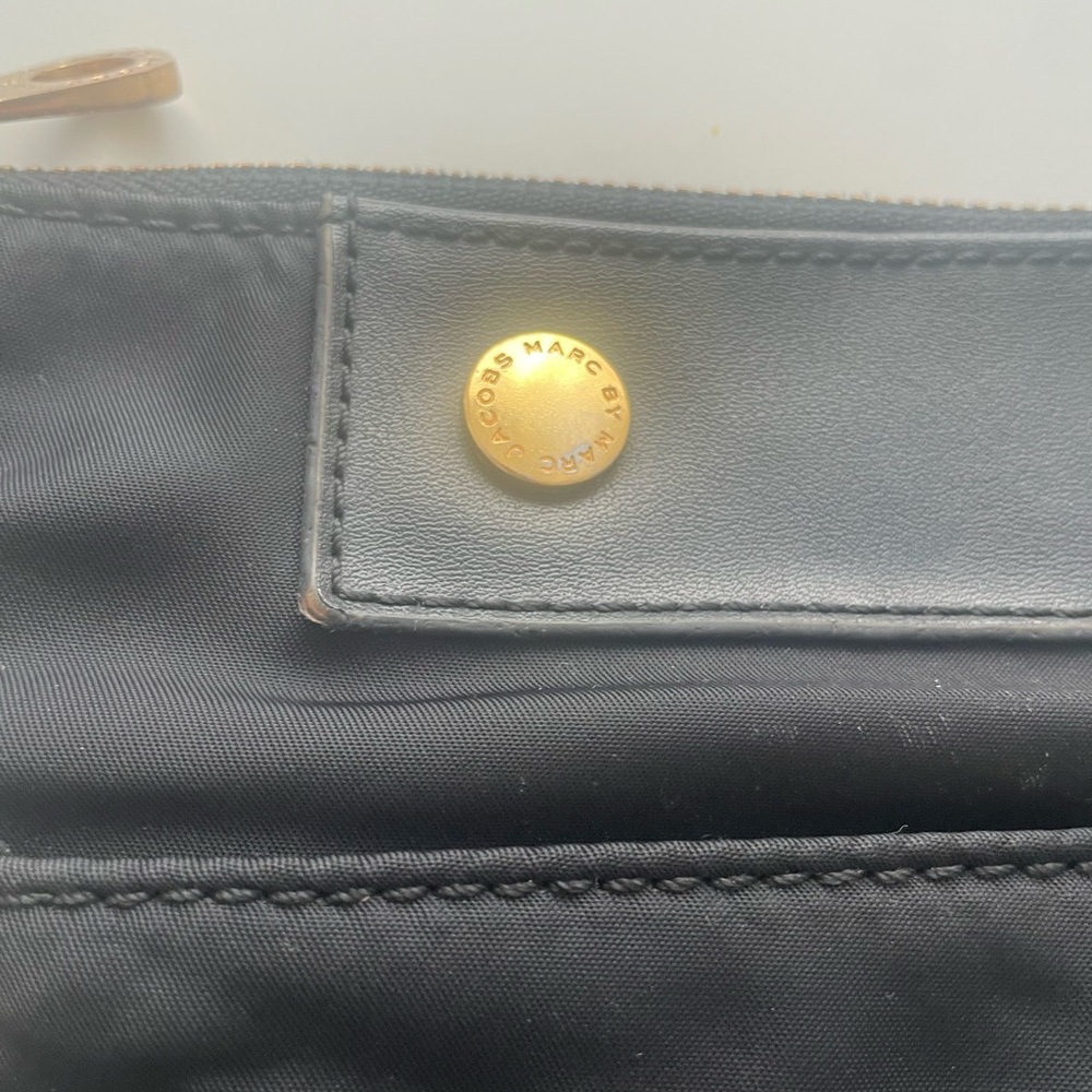 Black Nylon Crossbody Bag with Gold Accents - Picture 2 of 11